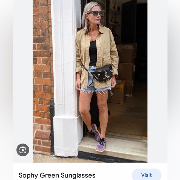 NWT Isabel Marant Sophy Rectangle Square frame acetate Designer Sunglasses GREEN - Picture 3 of 17